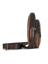 ieftine Genți de Băieți-Geantă de umăr crossbody din piele pentru bărbați, cu design multi-buzunare, geantă mică de călătorie și geantă de talie pentru uz zilnic casual și activități în aer liber