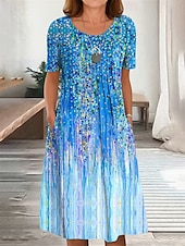 ieftine Rochie boho-Pentru femei Rochii Midi Rochii Tricou Rochie A line Rochie de vară Vacanță Casual Zilnic Fit regulat Ombre Grafic Manșon scurt Stil Nautic Roșu-aprins Albastru piscină Mov Trifoi Vară Primăvară