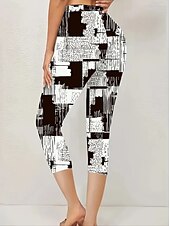 billige Kunst og design trykk-Dame Leggings Ferie Årgang Etnisk stil Capris Høy Midje Grafisk Abstrakt comfy Utendørs Bekvem Elastisk utendørs Feriereise Avslappet Svart Sommer Vår Mager