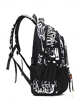 abordables Sacs à dos de Collège-Sac à dos d&#039;école imperméable à imprimé graffiti pour adolescents – sac à dos noir de grande capacité avec compartiment rembourré pour ordinateur portable, sac de voyage élégant pour garçons et filles