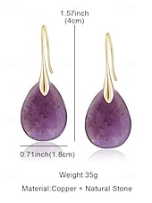 abordables Boucle d&amp;#39;oreille pour femme-Boucles d&#039;oreilles en pierre naturelle en forme de larme pour femmes avec crochet en or - bijoux élégants faits à la main pour femmes pour vêtements décontractés, cadeaux et vêtements de style bohème