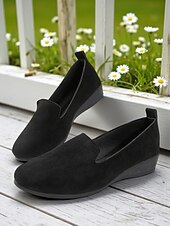 preiswerte Damenhausschuhe und -halbschuhe-Damen-Slipper aus Wildlederimitat – bequeme Freizeit-Loafer zum Spazierengehen, Einkaufen und für Gartenaktivitäten im Freien