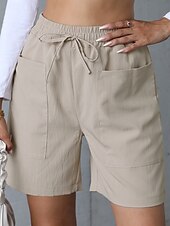 ieftine Pantaloni scurti-Pentru femei chinez Pantaloni Scurți De Bază Casual Scurt Talie Înaltă Simplu Buzunar Curea elastică Confortabil Απαλό Comfortabil Strech În aer liber Stradă Caisă Alb Roz Îmbujorat Albastru piscină