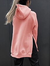 billige Enkle topper-Dame Pullover hettegenser-genser عادي Gatemote Fritid Langermet Med hette Vanlige topper Gate Ferie Lomme Svart Rosa Vin Beige Lyseblå Vinter
