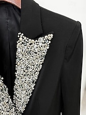levne černý-Couture styl krystaly zdobené dvouřadé sako mini smokingové šaty pouzdrové / sloupcové večerní šaty elegantní šaty formální večerní párty špičková klopa a kapsy 2025