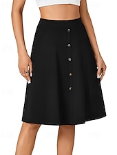abordables Jupes unies-Femmes Jupe Occasionnel Au-dessus du genou Taille Basse Jupes Uni Avec Poches Micro-Élastique Vacances Rue Noir Rouge Bleu Marron Automne Polyester