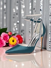 economico cocktail-Scarpe con tacco a spillo da donna in raso viola con punta affilata e cinturino alla caviglia con strass - scarpe eleganti con tacco alto glamour per signore, ideali per cocktail party ed eventi