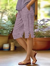voordelige Bodems-Dames Broek met linnenlook Capri broeken Chinese Zomer korte broeken Streetwear Casual Knielengte Hoge taille Effen Zak Opdrukken Ademend Zacht Micro-elastisch Vakantie Straat Alledaagse kleding Wijn