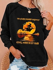 ieftine Artă și design topuri-Pentru femei Hanorac pulover Halloween Modă Casual Manșon Lung Stil Nautic Topuri obișnuite Casual Imprimeu Negru Galben Roșu-aprins Albastru piscină Portocaliu Vară Primăvară Toamnă
