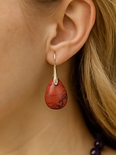 abordables Boucle d&amp;#39;oreille pour femme-Boucles d&#039;oreilles en pierre naturelle en forme de larme pour femmes avec crochet en or - bijoux élégants faits à la main pour femmes pour vêtements décontractés, cadeaux et vêtements de style bohème