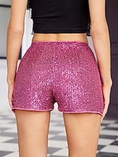abordables Bermuda-Femmes Shorts Mode Occasionnel Longueur mollet Naturel Scintillant Paillettes Confortable Décontracté Quotidien Argent Noir Champagne Jaune Été Printemps Slim