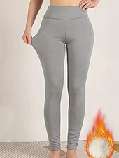 economico Leggings foderati in pile-Per donna Pantaloni in Pile Pantaloni Eleganti Leggings Streetwear Casual Lunghezza intera Naturale Semplice Elastico in vita Calore Termico Comodo Vacanza Uscire Nero grigio Grigio Grigio chiaro