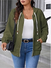 abordables veste à capuche-Femmes Veste Décontractée Confortable Respirant Avec Poches Mode Occasionnel Uni Occasionnel Tenue quotidienne Régulier À capuche Coupe régulière manche longue Vêtements d&#039;extérieur Bleu Ciel Noir