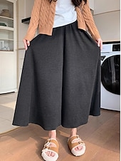 abordables jambe large et taille haute-Femmes Jambe large Chinos Occasionnel Longueur mollet Naturel Uni in in france they say Pontalon wide leg Confortable Respirabilité Décontracté Quotidien Noir gris foncé Kaki Gris Clair Printemps