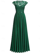 ieftine Rochii din chiffon-Pentru femei Rochie Lunga Rochie Maxi Rochie de dantela Rochie de Cocktail Rochie pentru invitata de nunta Șifon Elegant Modă Modern În aer liber Petrecere cu cocktail Fit regulat Simplu Manșon scurt