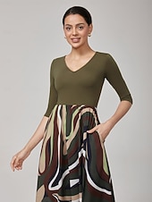 abordables Robes décontractées-Femmes Féminin Robe Décontractée Vert Été Inter-saisons Col en V Vacances XS S M