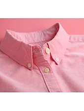 economico Camicie-Camicia da donna in 100% cotone, tinta unita, stile bohémien, vintage, da giorno, a maniche lunghe, con colletto, da giorno, per le feste, con tasca, bianca, rosa, rossa, blu, viola, primavera,
