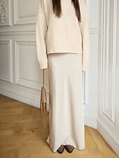 abordables Jupes unies-Femmes Jupe Moulant Mode Maxi Taille Basse Jupes Uni Micro-Élastique Soirée Rue Noir Blanche Kaki Gris Claire Automne Polyester