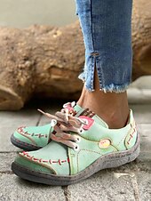 abordables Baskets femme-Chaussures décontractées à lacets en cuir violet pour femmes – Chaussures rétro confortables faites à la main pour le quotidien, les voyages et les activités de plein air
