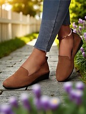 preiswerte Damenhausschuhe und -halbschuhe-Damen-Slipper aus Wildlederimitat – bequeme Freizeit-Loafer zum Spazierengehen, Einkaufen und für Gartenaktivitäten im Freien