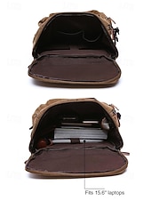preiswerte Outdoor-Rucksäcke-Brauner Canvas-Rucksack für Herren mit Multi-Taschen-Design – Vintage-Reise-Laptoptasche für 15,6-Zoll-Geräte, ideal für Arbeit, Schule, Wandern und Wochenendausflüge