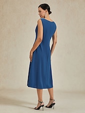 cheap Cocktail Dress-Women&#039;s Midi Dress Sheath Dress A Line Dress Elegant Wedding Party Wedding Guest Regular Fit Solid Color Sleeveless V Neck Gray Pink Black Burgundy Navy Blue Summer Spring Fall Winter
