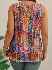 abordables Hauts-Femmes Grande taille Hauts T-shirt Graphique Abstrait Sans manches Col en V Occasionnel Quotidien Polyester Été Jaune Bleu