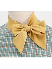 abordables Robes-Rétro Vintage Années 1950 Rockabilly Midi Robe Robe trapèze Robe Évasée Nœud À carreaux Vichy Femmes Carnaval Saint-Valentin Tenue quotidienne Fête du thé Soirée à thème rétro Adulte Robe Automne