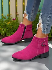 ieftine Botine-Pentru femei Cizme Zilnic Ghete Botine Cataramă Toc Jos Vârf ascuțit Clasic Casual minimalism Piele de Căprioară Imitație Fermoar Leopard Negru Muștar
