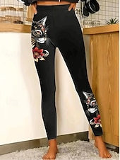 economico Animali Stampa-Per donna Leggings Punk Attivo Vacanza Lunghezza intera Vita Alta Grafico Animale Gatto Stampa 3D Asciugatura Rapida Traspirabilità Morbido Elasticizzato All&#039;aperto Casa Casual Nero Bianco Arcobaleno