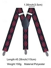 preiswerte Krawatten &amp;amp; Fliegen für Herren-Hosenträger zum Anklipsen mit Argyle-Muster für Herren – klassische, verstellbare, elastische Hosenträger für Hochzeiten, formelle Anlässe und Vintage-Outfits