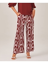 baratos Calça-Mulheres Comprimento total Férias Vermelho Azul XS S M