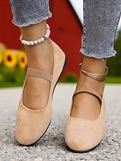 baratos Sapatilhas de mulher-sapatilhas mary jane brancas femininas – sapatos casuais com tiras para passeios no jardim, piqueniques na fazenda e escapadelas de fim de semana