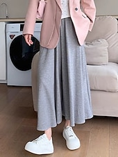 abordables jambe large et taille haute-Femmes Jambe large Chinos Occasionnel Longueur mollet Naturel Uni in in france they say Pontalon wide leg Confortable Respirabilité Décontracté Quotidien Noir gris foncé Kaki Gris Clair Printemps