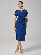 baratos Vestidos Florais-vestido longo elegante com cinto de alta elasticidade