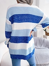 ieftine Cardigane și îmbrăcăminte exterioară-Pentru femei Pulover Bluza Elegant Modă Șic Stradă Dungi Culoare pură Deschis frontal Tricotat Manșon Lung Topuri obișnuite Tricotat În aer liber Zilnic Sfârșit de săptămână Negru Roșu Vin Toamn