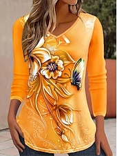 economico T-shirt Boho-Per donna Maglietta Floreale Grafico Geometrico Bohemien Vintage Tropicale Manica Corta Girocollo Top Regolari Quotidiano Uscire Weekend Stampato Giallo Rosso Blu Bianco sporco Grigio Estate Primavera