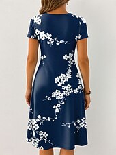 tanie Sukienki kwiatowe-Damskie Sukienka mini Codzienne sukienki Sukienka t-shirtowa Sukienka letnia Sukienka A line Urlop Codzienny Boho Plaża Regularny Kwiaty Graficzny Krótki rękaw W serek Czarny Niebieski Fioletowy