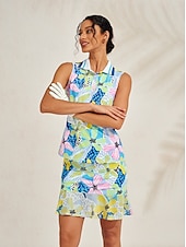 Недорогие Женская одежда для гольфа-Жен. Футболка-поло Желтый + голубой Серебро + оранжевый Без рукавов Женская одежда для гольфа Одежда Одежда Одежда