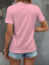 abordables T-shirt floral-Femmes T-shirt Cœur Fleuri Graphique ancien Mode Hawaïen Manche Courte Col en V Hauts Réguliers Quotidien Sortir Week-end Imprimé Noir Blanche Jaune Rose Claire Bleu Été Printemps