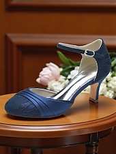 abordables années 1930-Femmes Chaussures à Talons Rétro Soirée Quotidien Fleuri Strass Boucle Stiletto Bout Rond Élégant ancien Dentelle Satin Boucle Noir Blanche Ivoire
