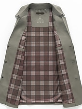 billiga Herrarnas Elite Ytterkläder-Herr Trenchcoat Formell Kontor Vår Höst Många årstider Polyester Ytterkläder Kläder Elegant Dagligen Ensfärgat Vik-över krage Enkelknäppt