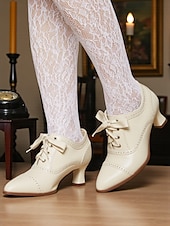 economico anni 1930-Scarpe col tacco oxford verdi da donna in stile edoardiano – scarpe eleganti vittoriane con tacco medio, stringate e dettagli brogue, degli anni 1900-1910, perfette per tea party, cosplay ed eventi storici.