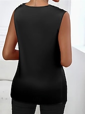 גופייה לנשים סאטן חלקה אופנתי מודרני ללא שרוולים צווארון מרופד רגיל חולצות יומיומי ליציאה סוף שבוע שחור כתום חאקי קיץ זול חולצות שמלות-גופייה לנשים סאטן חלקה אופנתי מודרני ללא שרוולים צווארון מרופד רגיל חולצות יומיומי ליציאה סוף שבוע שחור כתום חאקי קיץ