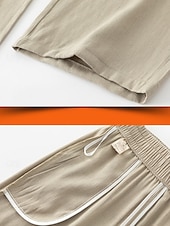baratos Calça de linho de algodão simples-Mulheres Calças de linho de algodão chinês Moda Básico Casual Comprimento total Cintura Alta Tecido Com Cordão Conforto Exterior Com Stretch Férias Rua Diário Preto cáqui Bege Verão Primavera Normal