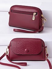 economico Borse a Tracolla-borsa a tracolla da polso in similpelle da donna con patta in stampa coccodrillo – elegante piccola borsa a tracolla per l&#039;uso quotidiano, i viaggi e il lavoro