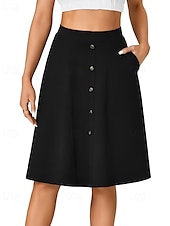 abordables Jupes unies-Femmes Jupe Occasionnel Au-dessus du genou Taille Basse Jupes Uni Avec Poches Micro-Élastique Vacances Rue Noir Rouge Bleu Marron Automne Polyester