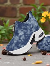 cheap Women&#039;s Sneakers-Women&#039;s Canvas Platform Sneakers with Air Cushion – Trendy Zip-Up Wedge Walking Shoes for Casual Outfits, Street Style and Travel