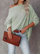 abordables Hauts Unis pour Femmes-Femmes Chemise Couleur Unie Élégant Occasionnel manche longue Col ras du cou Hauts Réguliers Quotidien Argent Noir Blanche Vin Bleu Été Printemps Automne