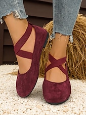 ieftine Pantofi Joși de Damă-Pantofi sport pentru femei cu vârf lat și baretă încrucișată – pantofi casual confortabili pentru purtare zilnică, picnicuri în grădină și weekenduri la fermă